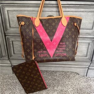 Louis Vuitton Brown and Pink Tote Bag